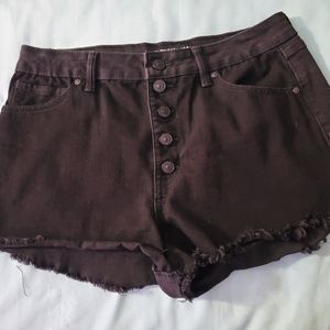 Black denim shorts